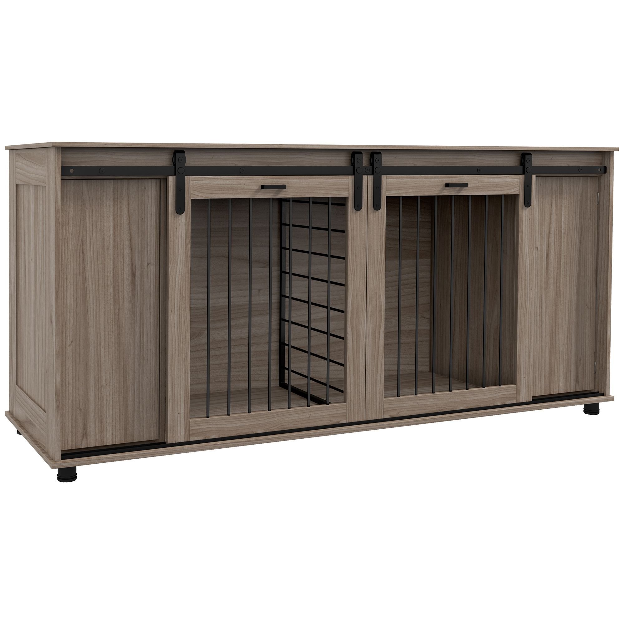 PawHut 71" Modern Dog Kennel Furniture with Removable Divider, Storage, for 2 Small Dogs or 1 Large Dog, Walnut PawHut 71" Modern Dog Kennel Furniture with Removable Divider, Storage, for 2 Small Dogs or 1 Large Dog, Walnut