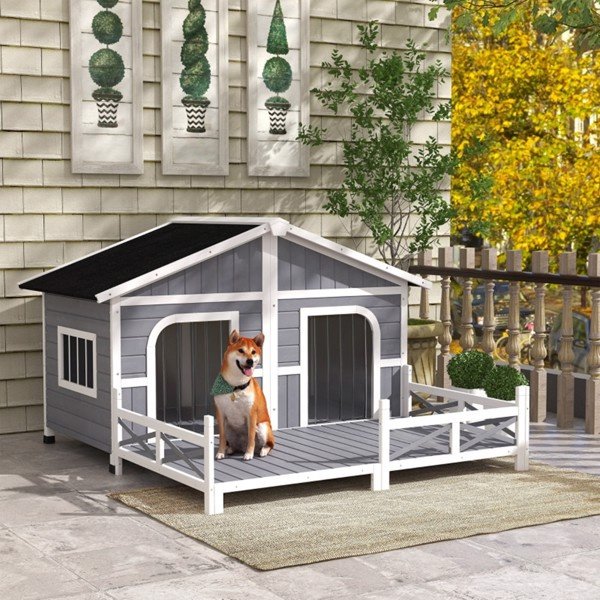Dog House- Gray, White Dog House- Gray, White