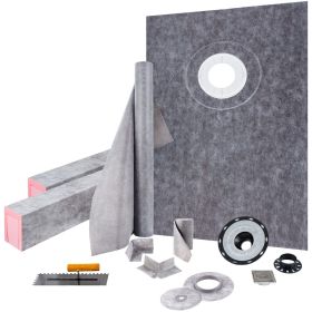 VEVOR Shower Curb Kit, 38"x60" Watertight Shower Curb Overlay with 4" ABS Offset Bonding Flange, 4" Stainless Steel Grate VEVOR Shower Curb Kit, 38"x60" Watertight Shower Curb Overlay with 4" ABS Offset Bonding Flange, 4" Stainless Steel Grate